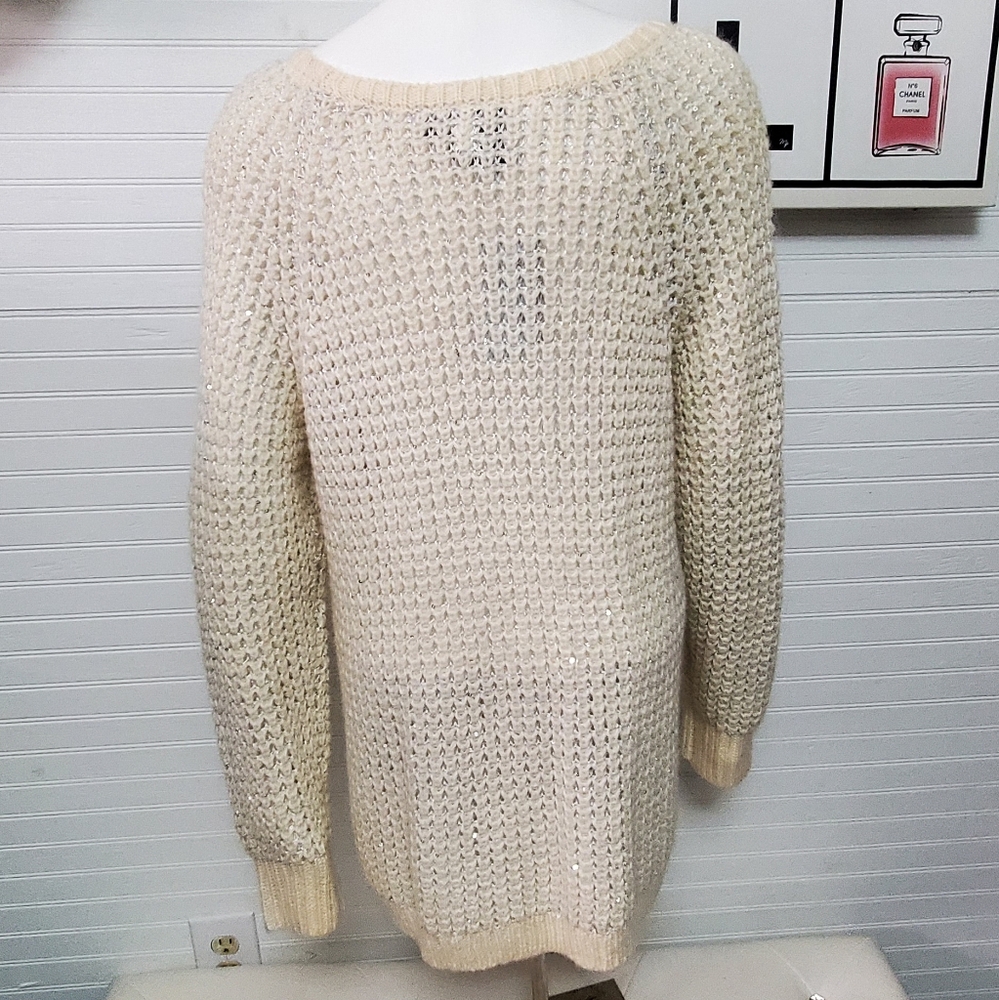 NWT Lane Bryant Ivory Silver Lurex Sequins Sweater. Size 14/16. - Picture 4 of 14
